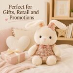Custom white bunny plush doll stitching detail