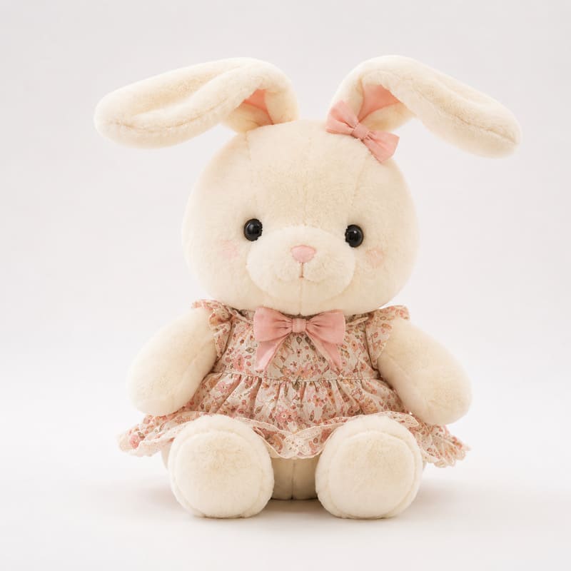 Custom white bunny plush doll front view