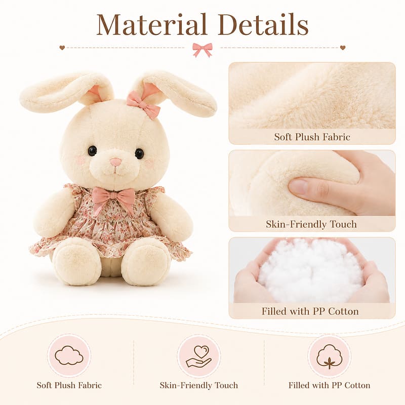 Custom white bunny plush doll size reference