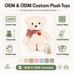 Custom white teddy bear plush toy design detail
