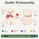 Custom white teddy bear plush toy embroidered detail