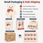 Custom white teddy bear plush toy stitching detail