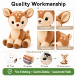 Deer plush toy embroidered detail