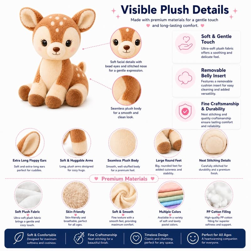 Deer plush toy size reference