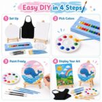Deluxe mini canvas painting kit with easel size reference