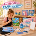 Deluxe mini canvas painting kit with easel stitching detail