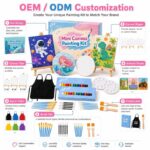 Deluxe mini canvas painting kit with easel embroidered detail