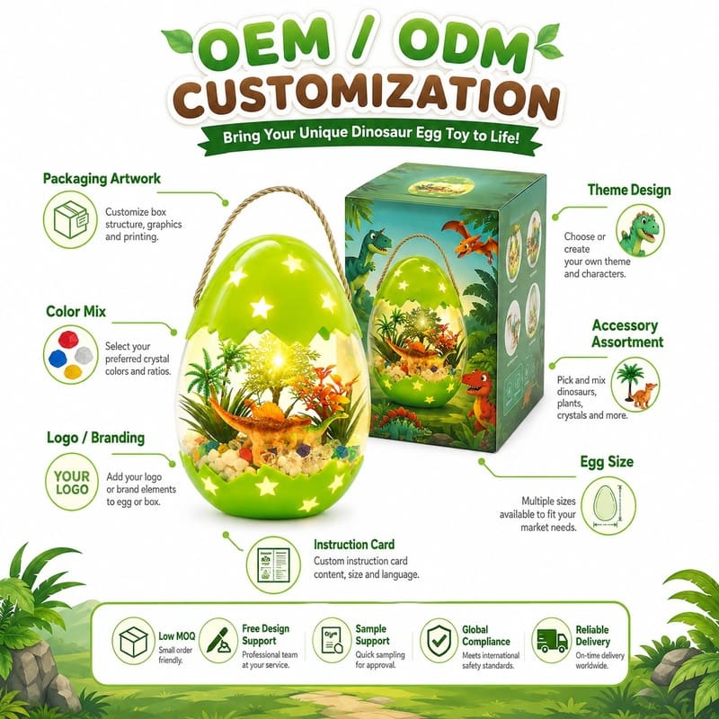 Dinosaur egg terrarium night light kit for kids – wholesale oem/odm craft gift set design detail