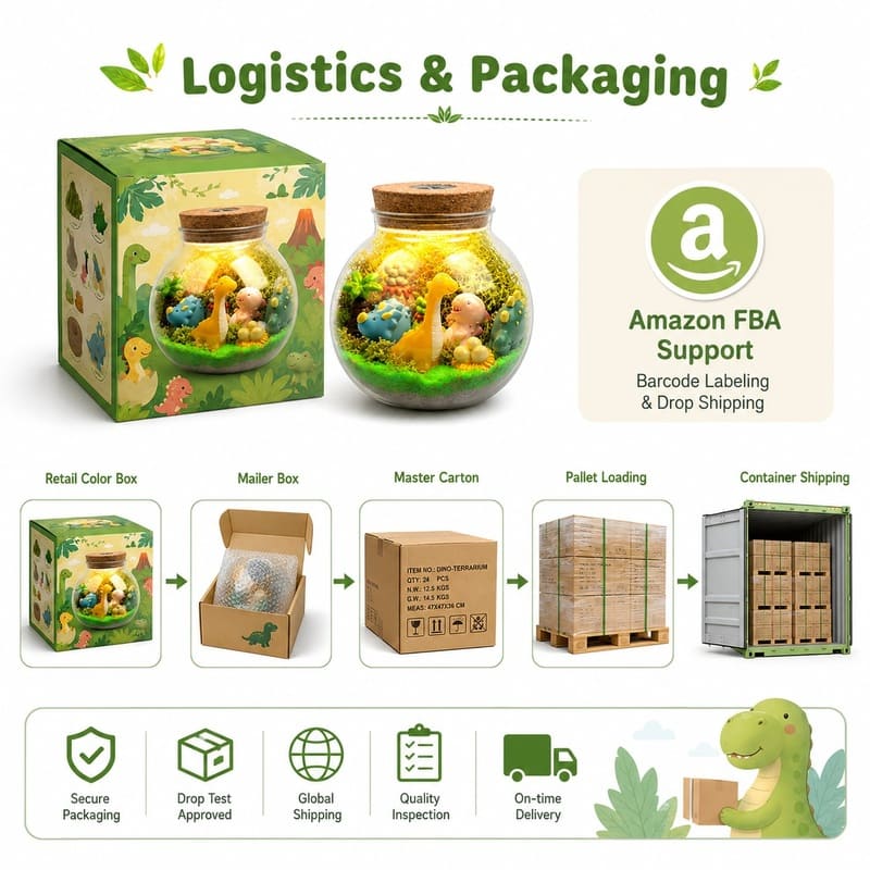 Dinosaur jar night light kit for kids – wholesale oem/odm craft gift set stitching detail
