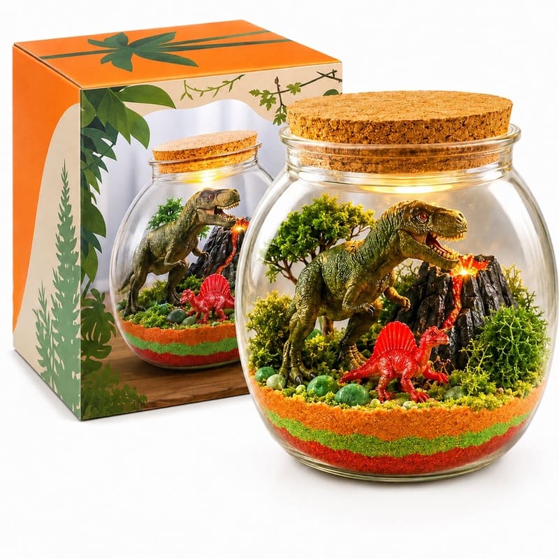Dinosaur light up terrarium kit for kids – wholesale oem/odm craft gift set front view