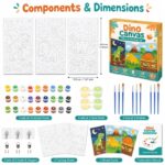 Dinosaur paint by numbers kit for kids front side back view