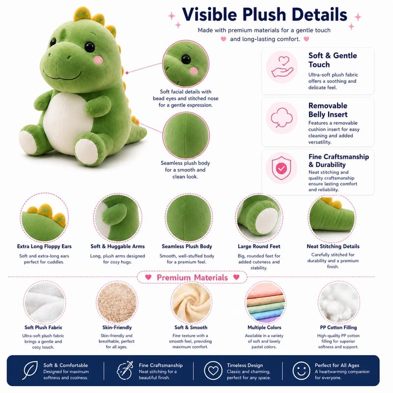 Dinosaur plush toy size reference