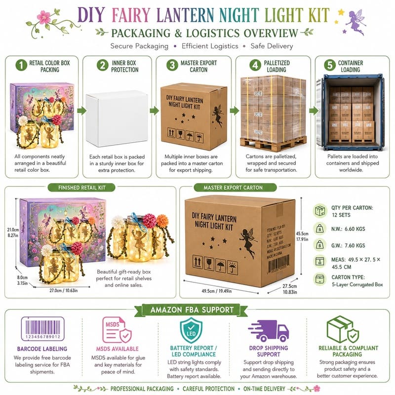 Diy fairy lantern night light kit for kids – wholesale oem/odm craft gift set stitching detail