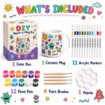 Doodle ceramic mug painting kit front side back view