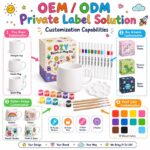 Doodle ceramic mug painting kit embroidered detail