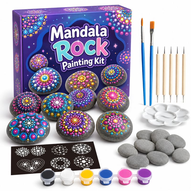Dot mandala rock painting kit – wholesale oem/odm kids craft set front view