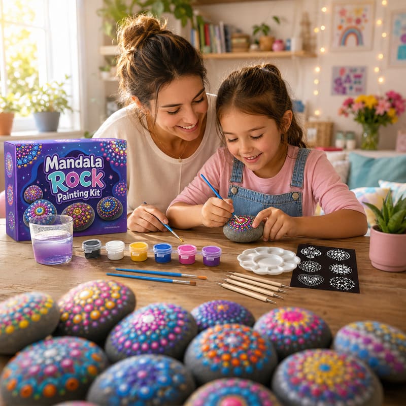 Dot mandala rock painting kit – wholesale oem/odm kids craft set stitching detail