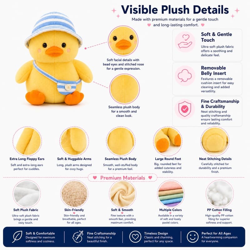 Duck plush toy size reference