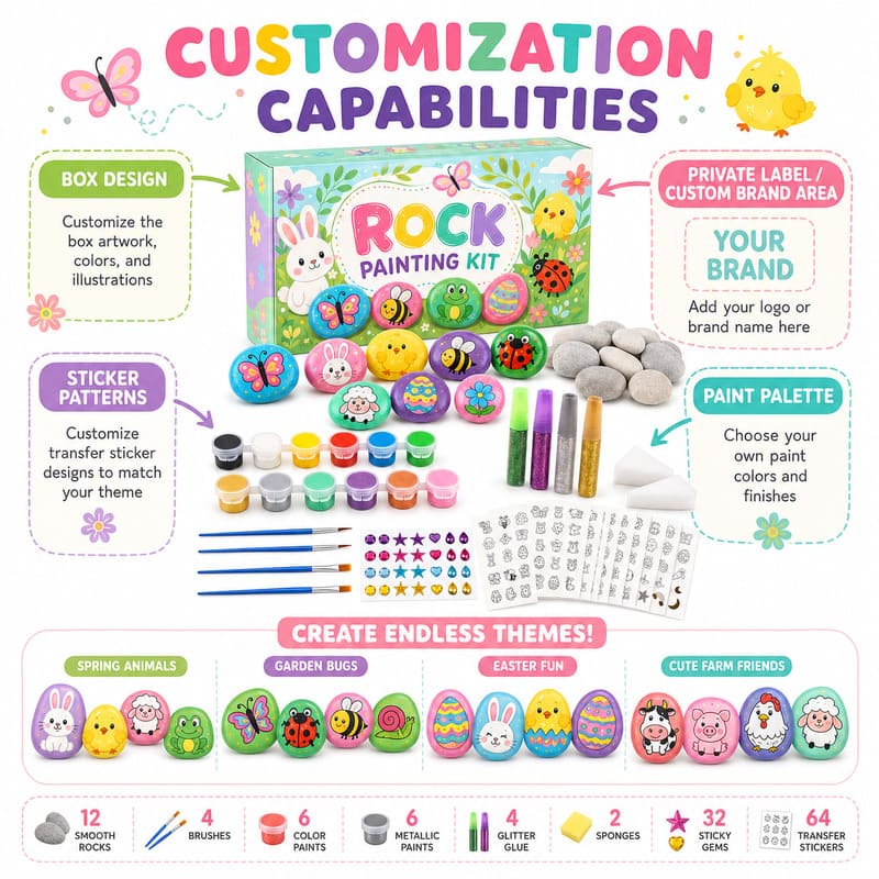 Easter bunny rock painting kit – wholesale oem/odm kids craft set size reference