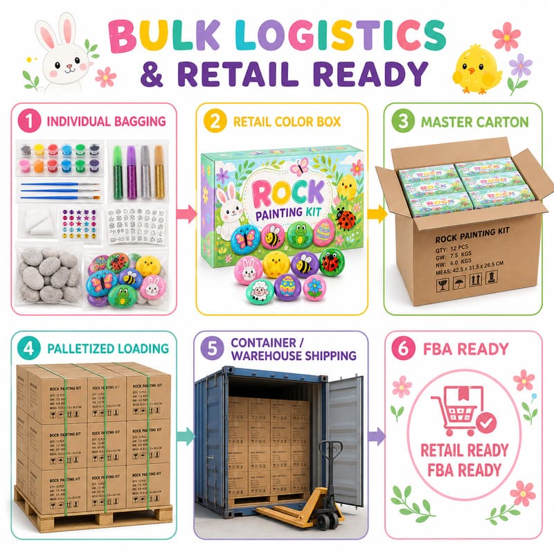Easter bunny rock painting kit – wholesale oem/odm kids craft set design detail