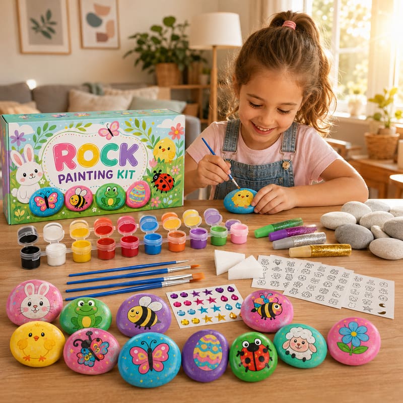 Easter bunny rock painting kit – wholesale oem/odm kids craft set stitching detail