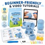 Elephant amigurumi crochet kit for beginners size reference