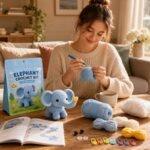 Elephant amigurumi crochet kit for beginners stitching detail