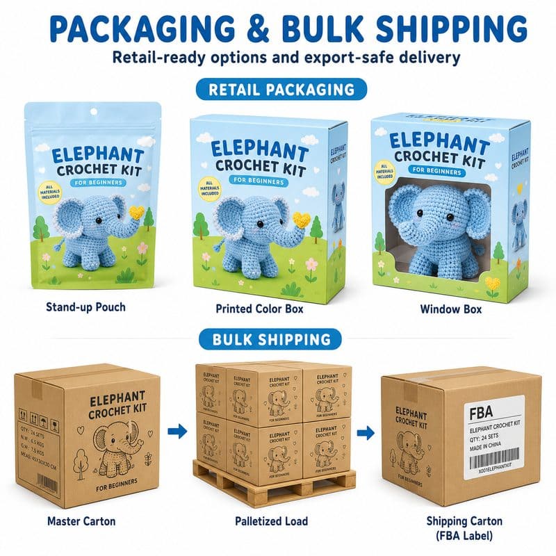 Elephant amigurumi crochet kit for beginners design detail