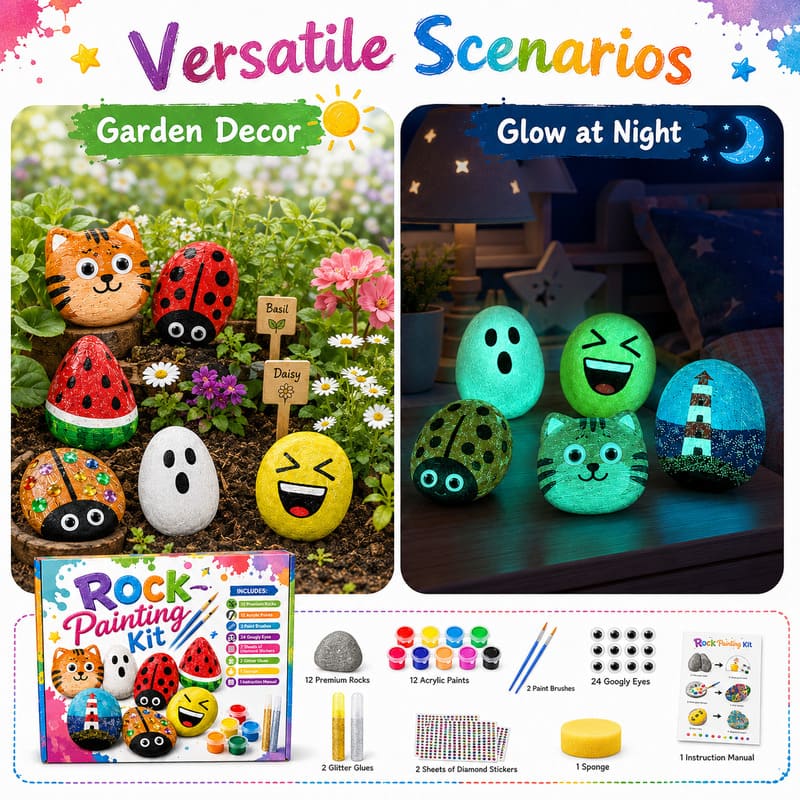 Emoji rock painting kit for kids – wholesale oem/odm kids craft set embroidered detail
