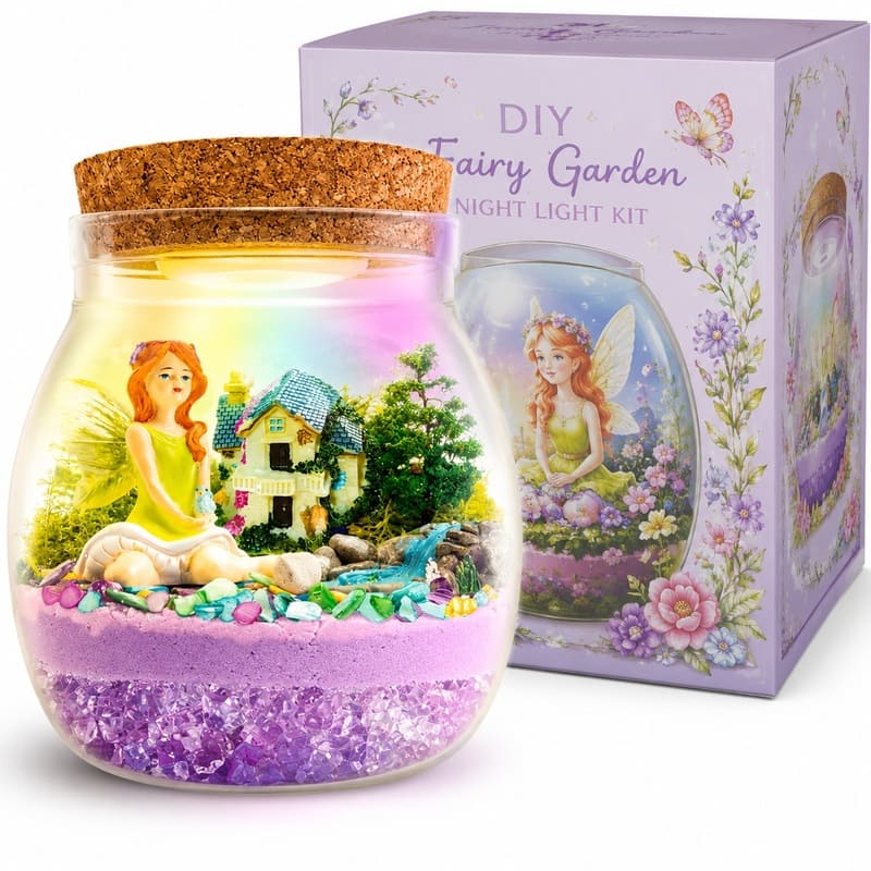 Fairy garden terrarium night light kit for kids – wholesale oem/odm craft gift set front view