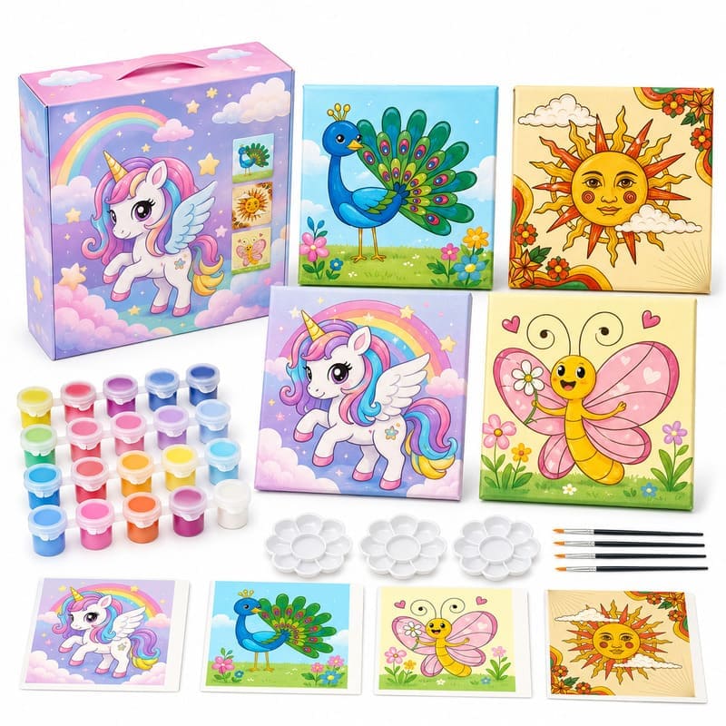 Fantasy animal mini canvas painting kit for kids front view