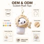 Fish costume cat plush keychain embroidered detail