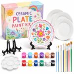 Floral ceramic plate painting kit front view