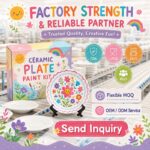 Floral ceramic plate painting kit design detail