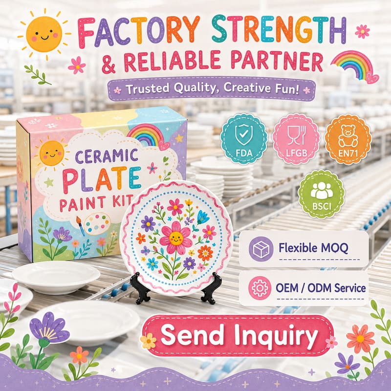 Floral ceramic plate painting kit design detail