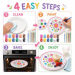 Floral ceramic plate painting kit size reference