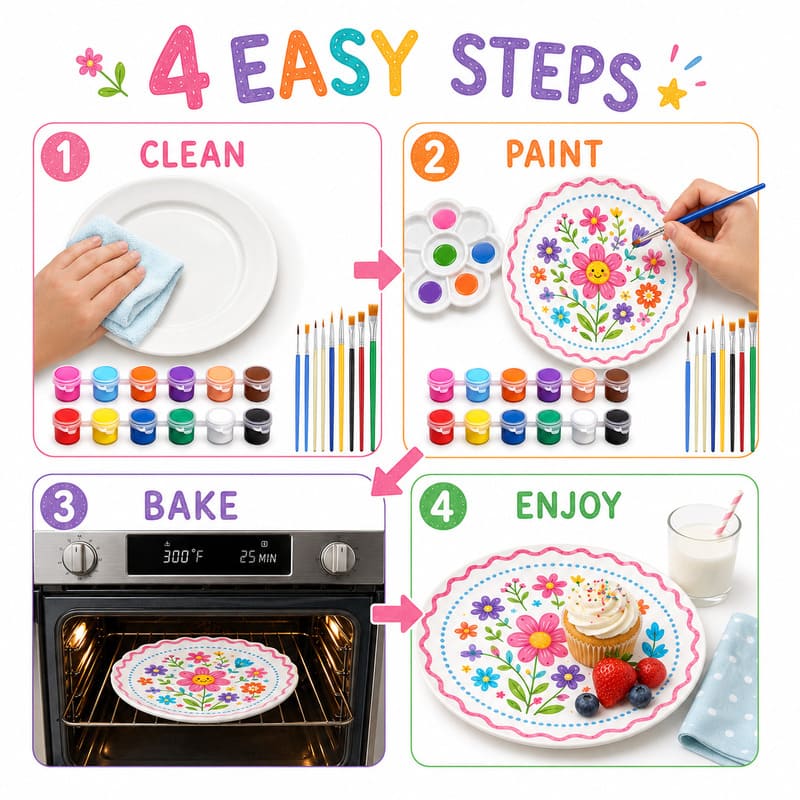 Floral ceramic plate painting kit size reference