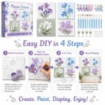 Flower pre-printed canvas painting kit for kids size reference
