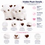 Fluffy white lamb plush toy pair size reference
