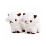 Fluffy white lamb plush toy pair front view