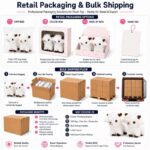 Fluffy white lamb plush toy pair design detail
