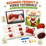 Fox amigurumi crochet kit for beginners size reference