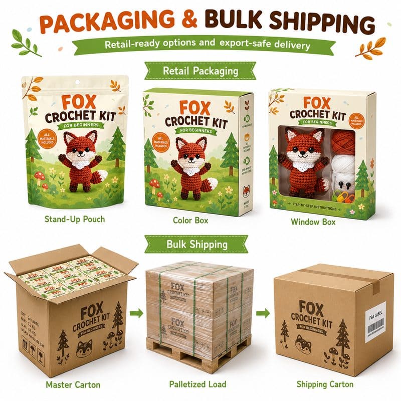 Fox amigurumi crochet kit for beginners design detail
