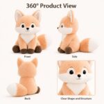Fox plush toy front side back view