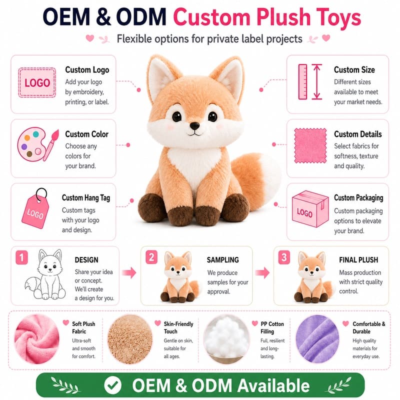 Fox plush toy design detail