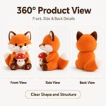 Fox stuffed animal front side back view