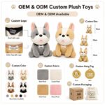 French bulldog plush toy set embroidered detail