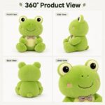 Frog plush toy front side back view