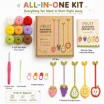 Fruit bookmark crochet kit for beginners front side back view
