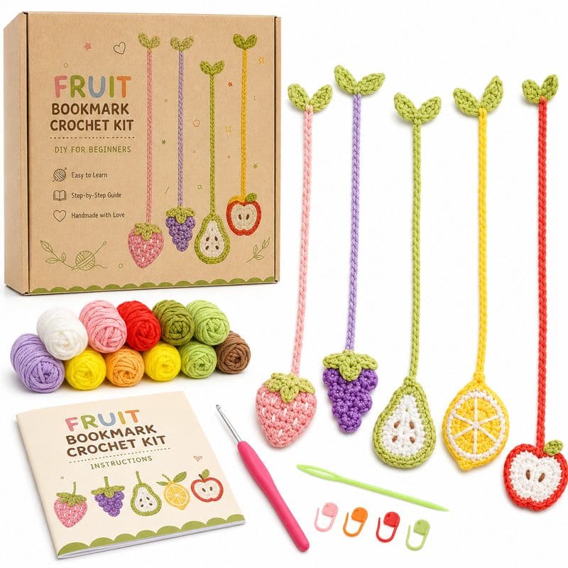 Fruit bookmark crochet kit for beginners front view